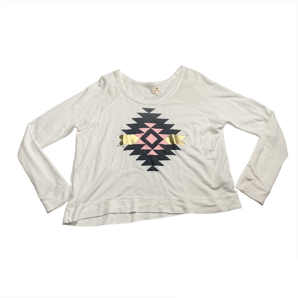 Sundry Designer Crewneck Long Sleeve Top Aztec Pattern Super Soft Comfy Casual 3
